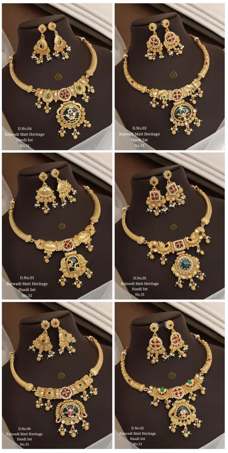 Rajwadi Matt Heritage Hasdi Set 1 Antique Necklace