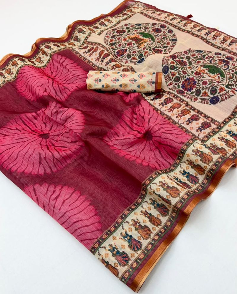 Rajyog D No 355001 To 06 Cotton Linen Saree