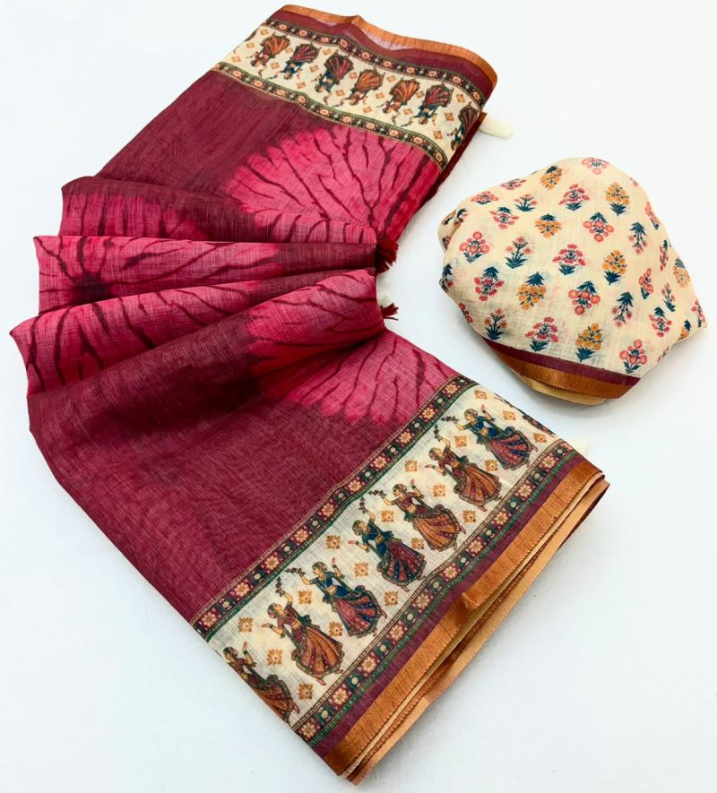 Rajyog D No 355001 To 06 Cotton Linen Saree
