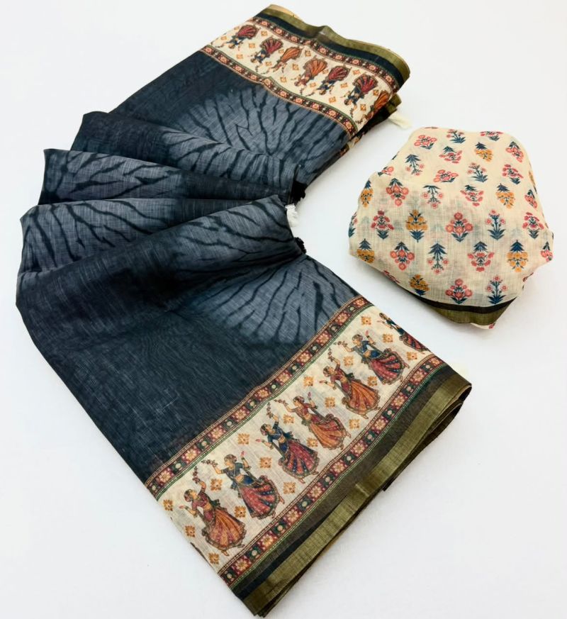 Rajyog D No 355001 To 06 Cotton Linen Saree