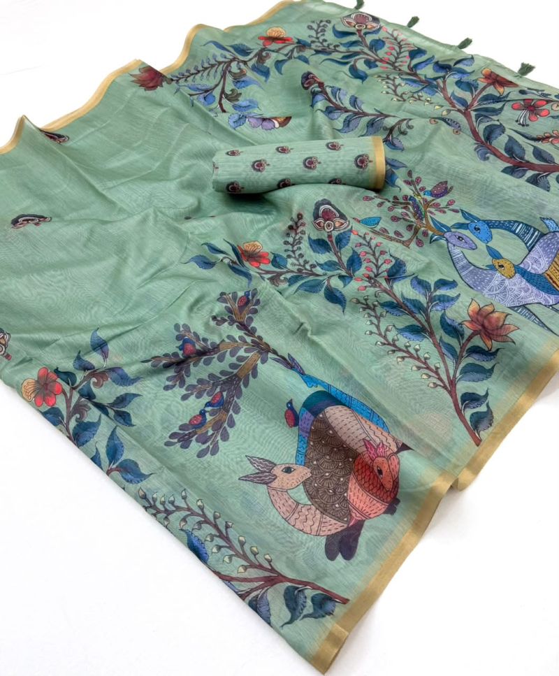 Rajyog Cd 176001 To 04 Chanderi Linen Digital Printed Saree