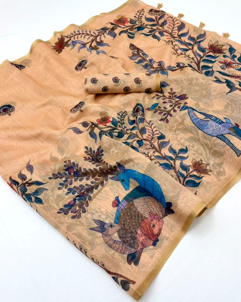 Rajyog Cd 176001 To 04 Chanderi Linen Digital Printed Saree