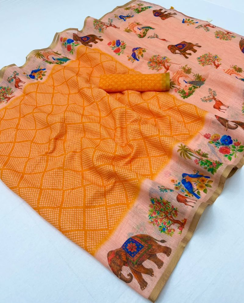 Rajyog D No 10061 To 68 Soft Cotton Linen Zari Border Saree