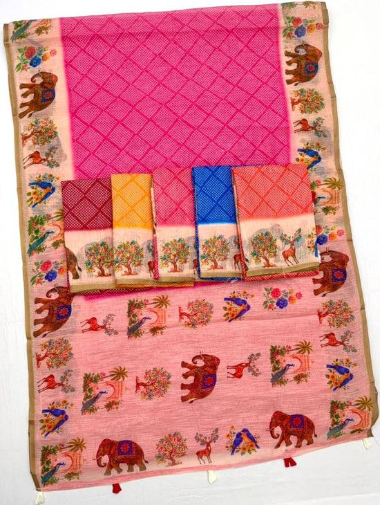 Rajyog D No 10061 To 68 Soft Cotton Linen Zari Border Saree