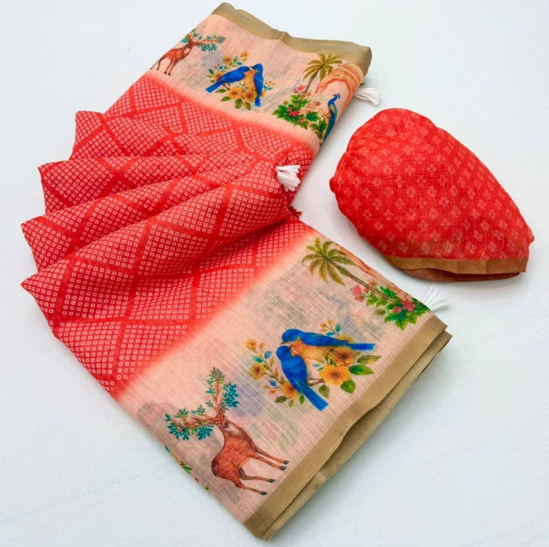 Rajyog D No 10061 To 68 Soft Cotton Linen Zari Border Saree