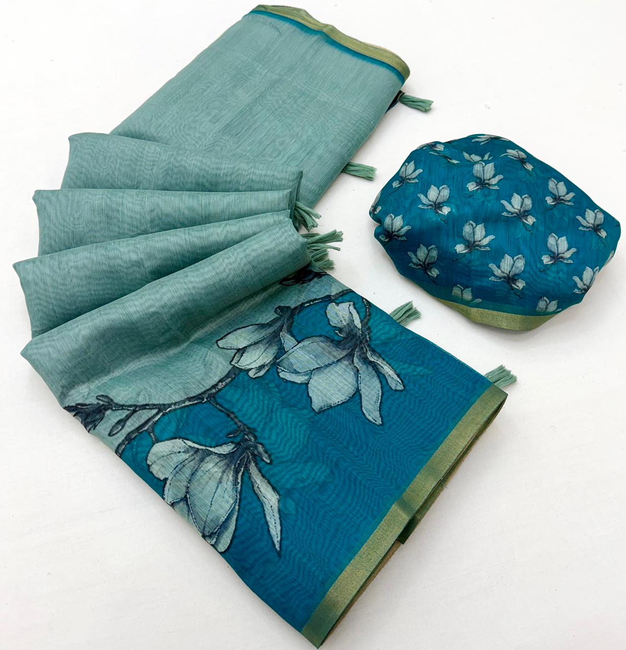 Rajyog D No 1031 To 36 Chanderi Linen Printed Saree - Amrah Wholesale
