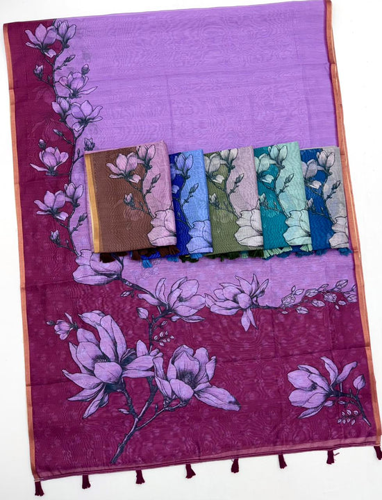 Rajyog D No 1031 To 36 Chanderi Linen Printed Saree - Amrah Wholesale