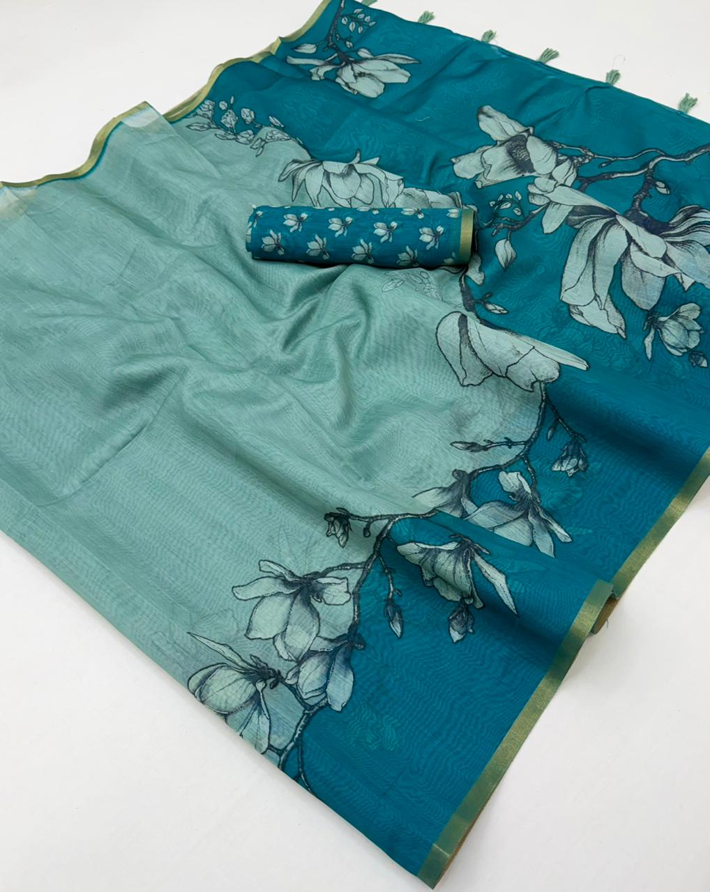 Rajyog D No 1031 To 36 Chanderi Linen Printed Saree - Amrah Wholesale