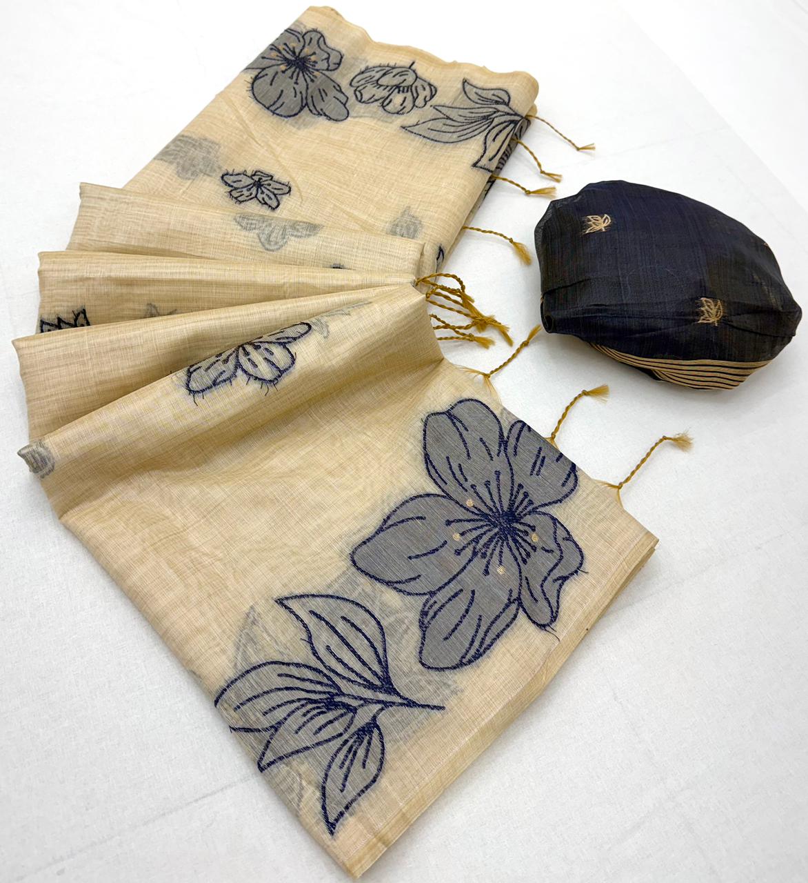 Rajyog Gauri Chanderi Jamdani Weaving Cotton Saree