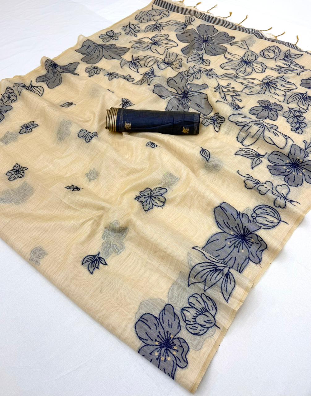 Rajyog Gauri Chanderi Jamdani Weaving Cotton Saree