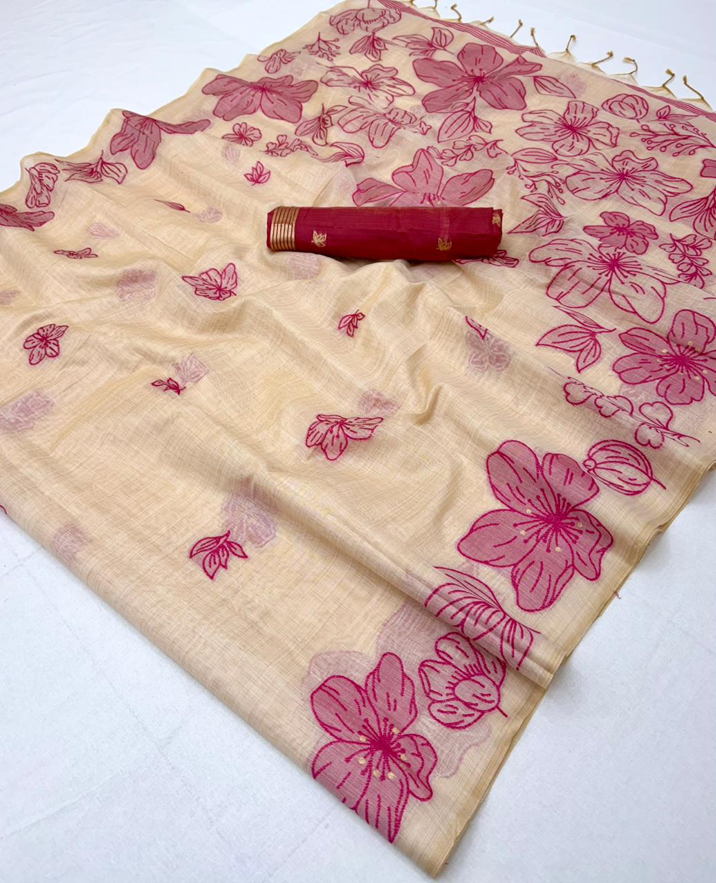 Rajyog Gauri Chanderi Jamdani Weaving Cotton Saree