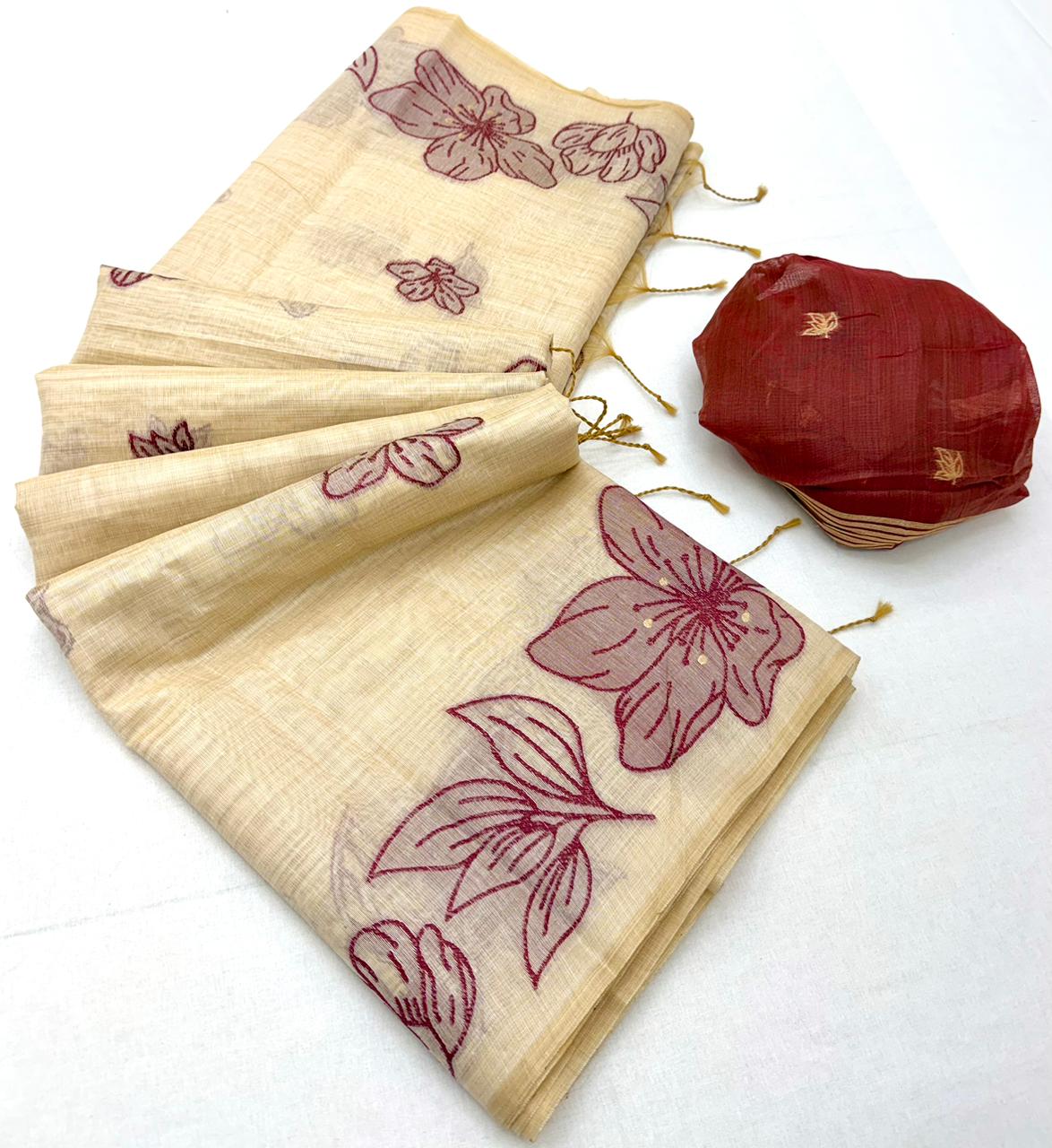 Rajyog Gauri Chanderi Jamdani Weaving Cotton Saree