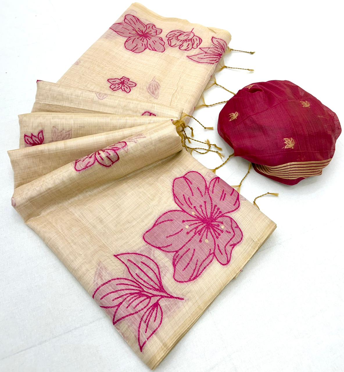 Rajyog Gauri Chanderi Jamdani Weaving Cotton Saree