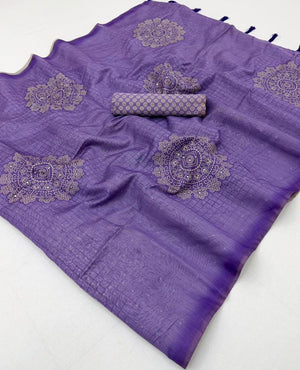 Rajyog Rang Chanderi Linen Bandhej Printed Saree