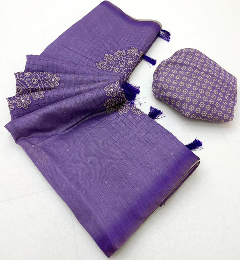 Rajyog Rang Chanderi Linen Bandhej Printed Saree