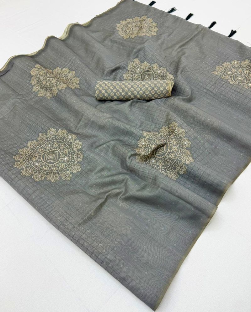 Rajyog Rang Chanderi Linen Bandhej Printed Saree