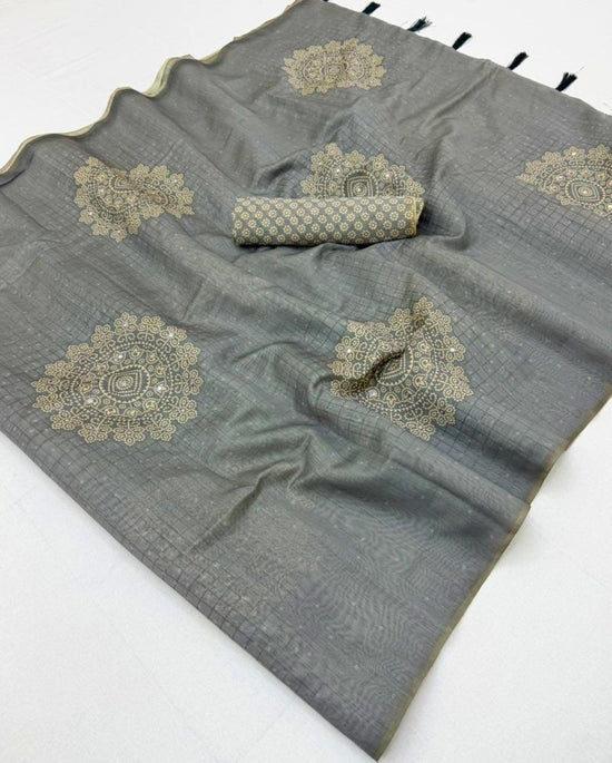 Rajyog Rang Chanderi Linen Bandhej Printed Saree