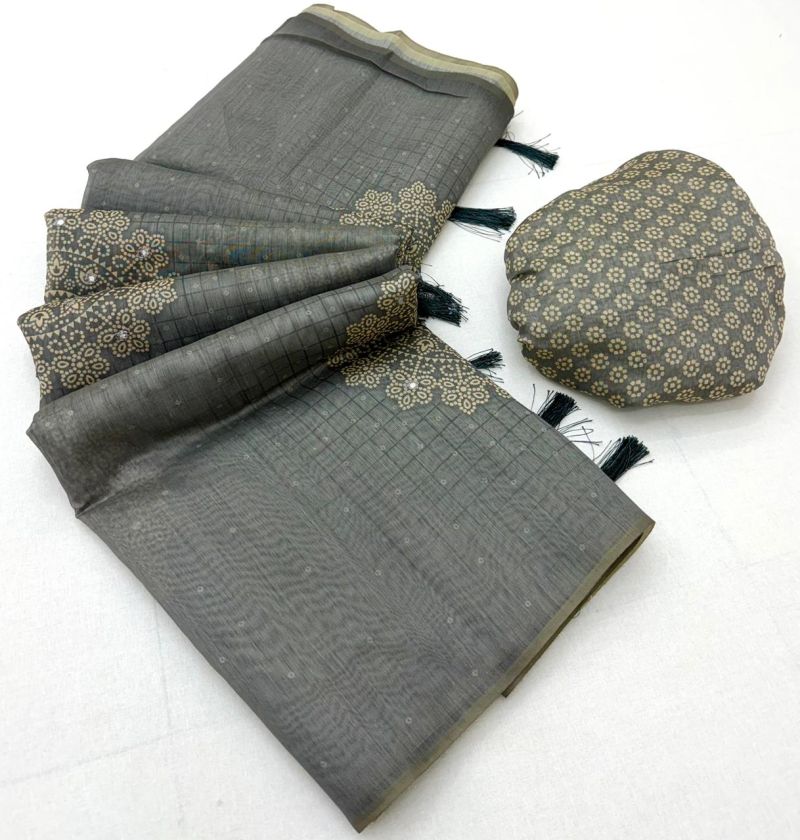 Rajyog Rang Chanderi Linen Bandhej Printed Saree