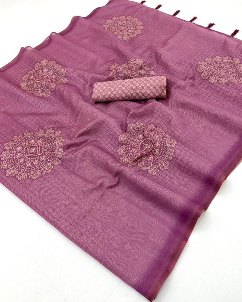 Rajyog Rang Chanderi Linen Bandhej Printed Saree