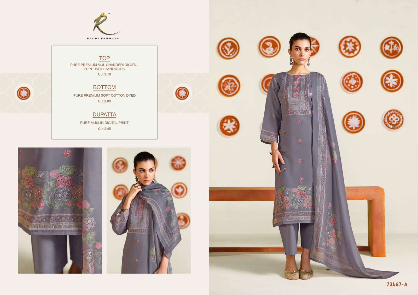 Rakhi Fashion Dreamy Summer 73467 Premium Mul Chanderi Dress Material - Amrah Wholesale