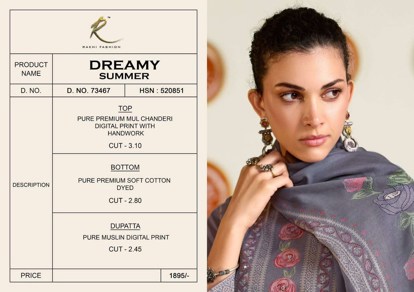 Rakhi Fashion Dreamy Summer 73467 Premium Mul Chanderi Dress Material - Amrah Wholesale