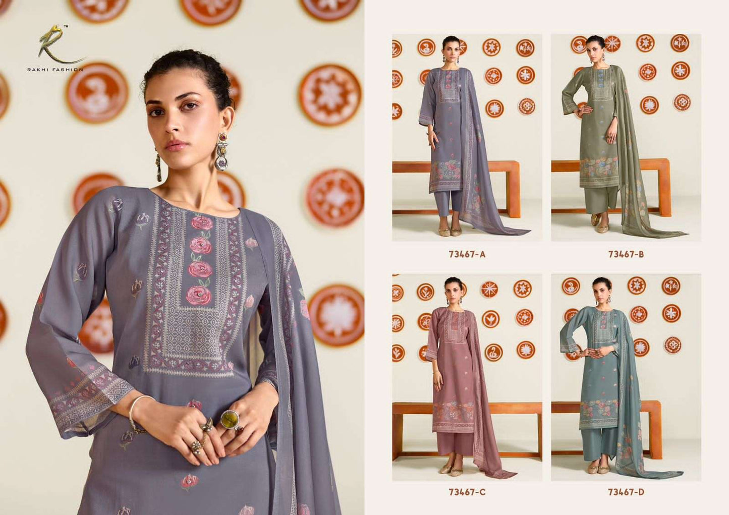 Rakhi Fashion Dreamy Summer 73467 Premium Mul Chanderi Dress Material - Amrah Wholesale