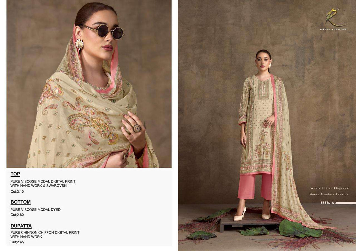 Rakhi Fashion Ethnic Ambience 55674 Viscose Modal Dress Material - Amrah Wholesale