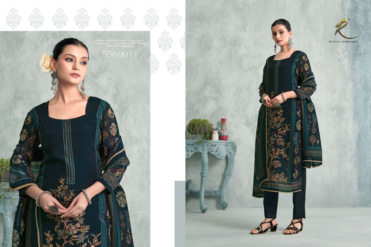 Rakhi Fashion Gallan Dil Di 55690 Bemberg Silk Dress Material