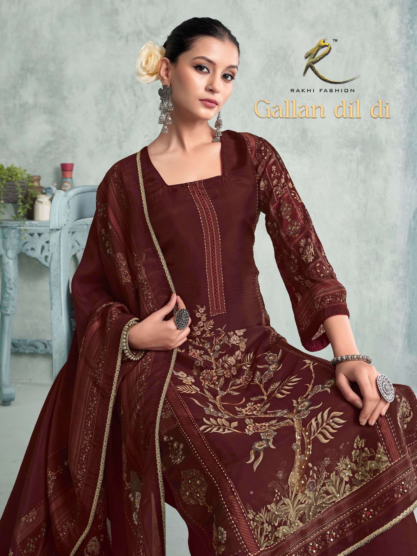 Rakhi Fashion Gallan Dil Di 55690 Bemberg Silk Dress Material