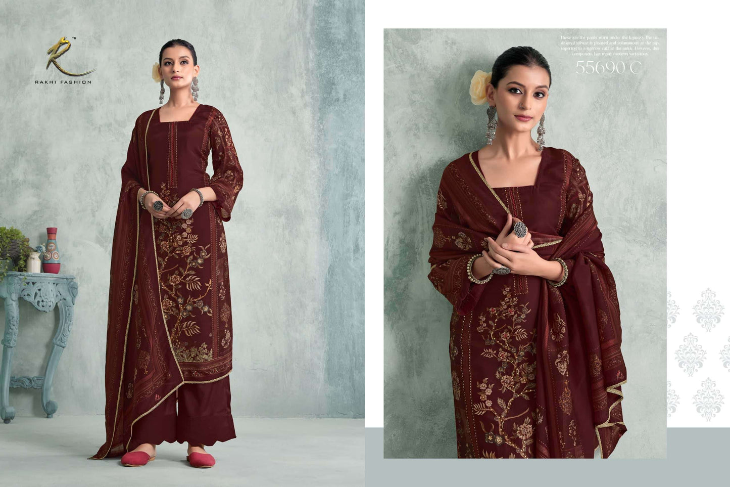 Rakhi Fashion Gallan Dil Di 55690 Bemberg Silk Dress Material