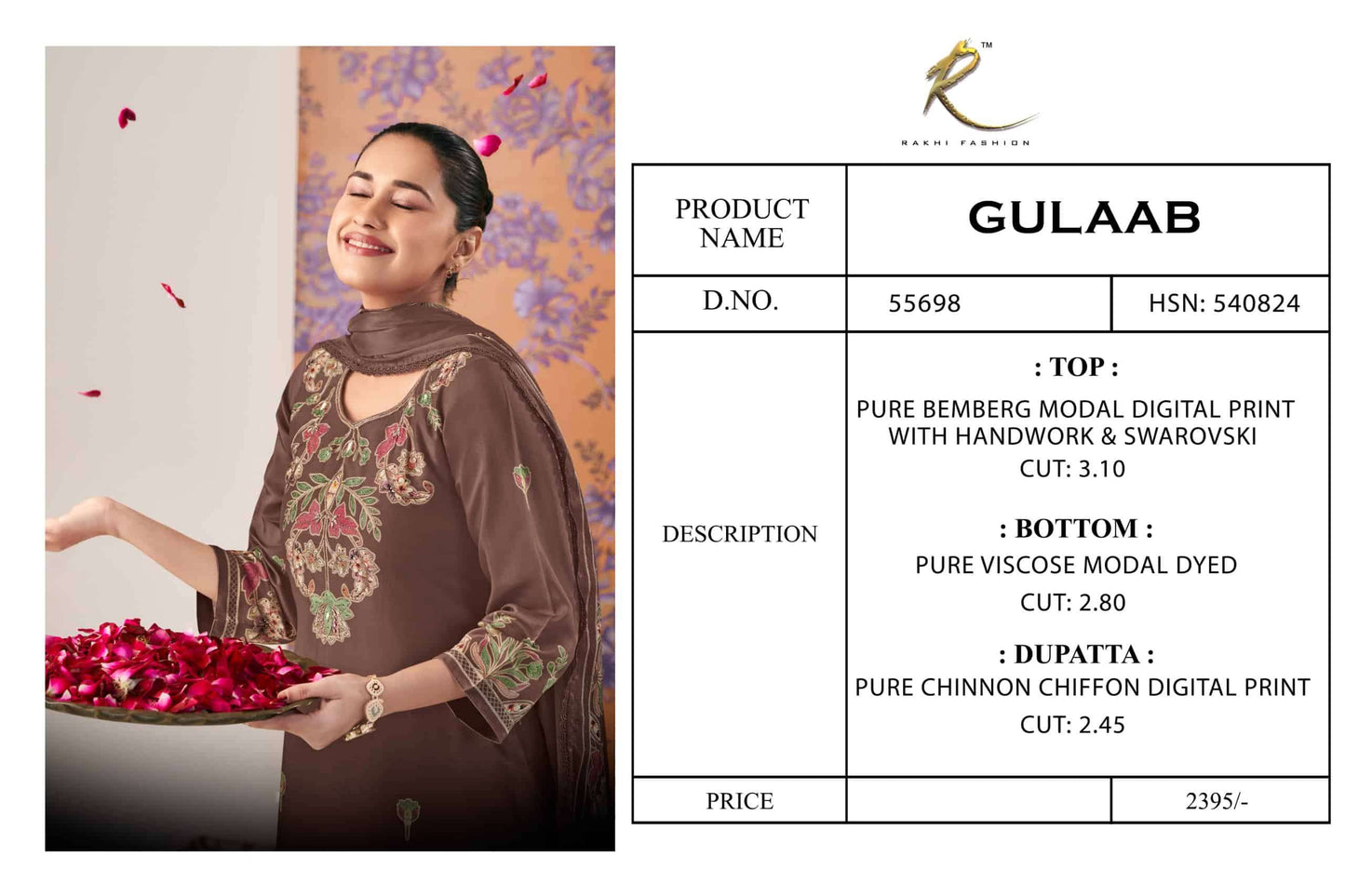 Rakhi Fashion Gulaab 55698 Bemberg Modal Salwar Suit