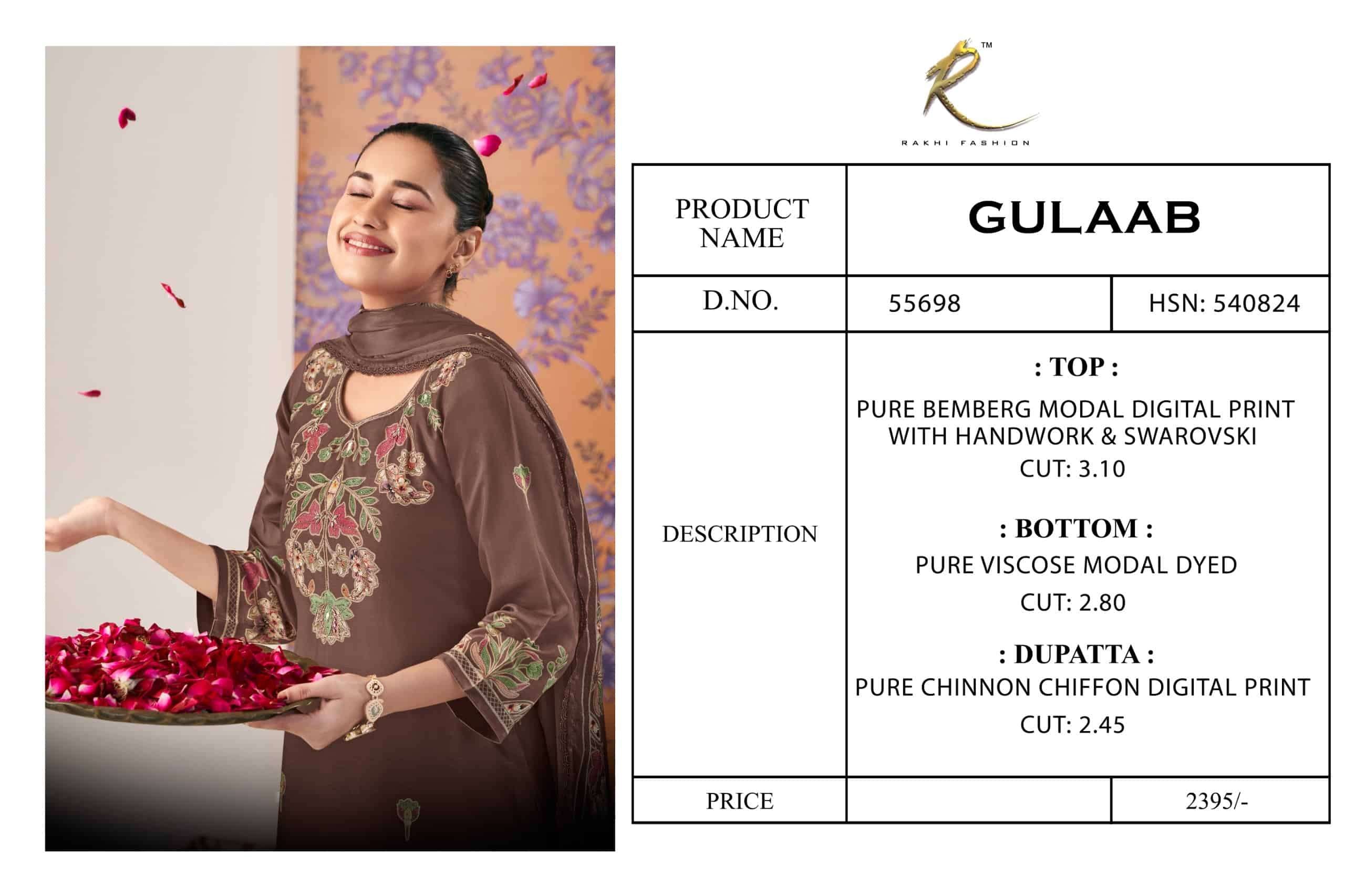 Rakhi Fashion Gulaab 55698 Bemberg Modal Salwar Suit