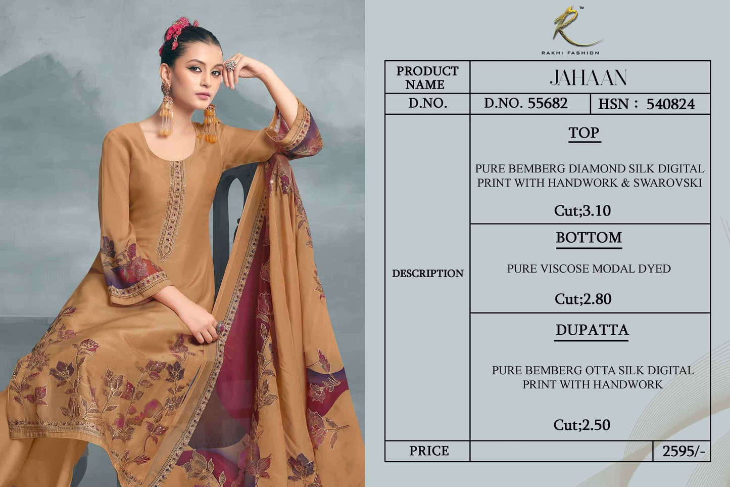 Rakhi Fashion Jahaan 55682 Pure Bemberg Silk Dress Material