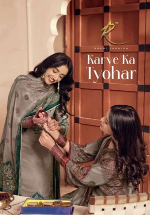 Rakhi Fashion Karve Ka Tyohar Bemberg Crape Dress Material
