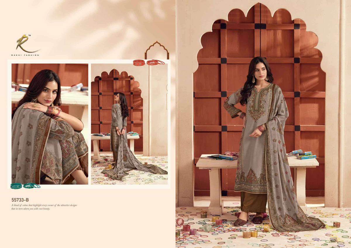 Rakhi Fashion Karve Ka Tyohar Bemberg Crape Dress Material