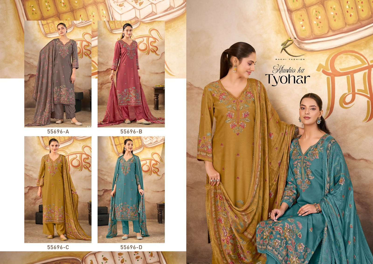 Rakhi Fashion Khushio Ka Tyohar 55696 Bemberg Modal Dress Material