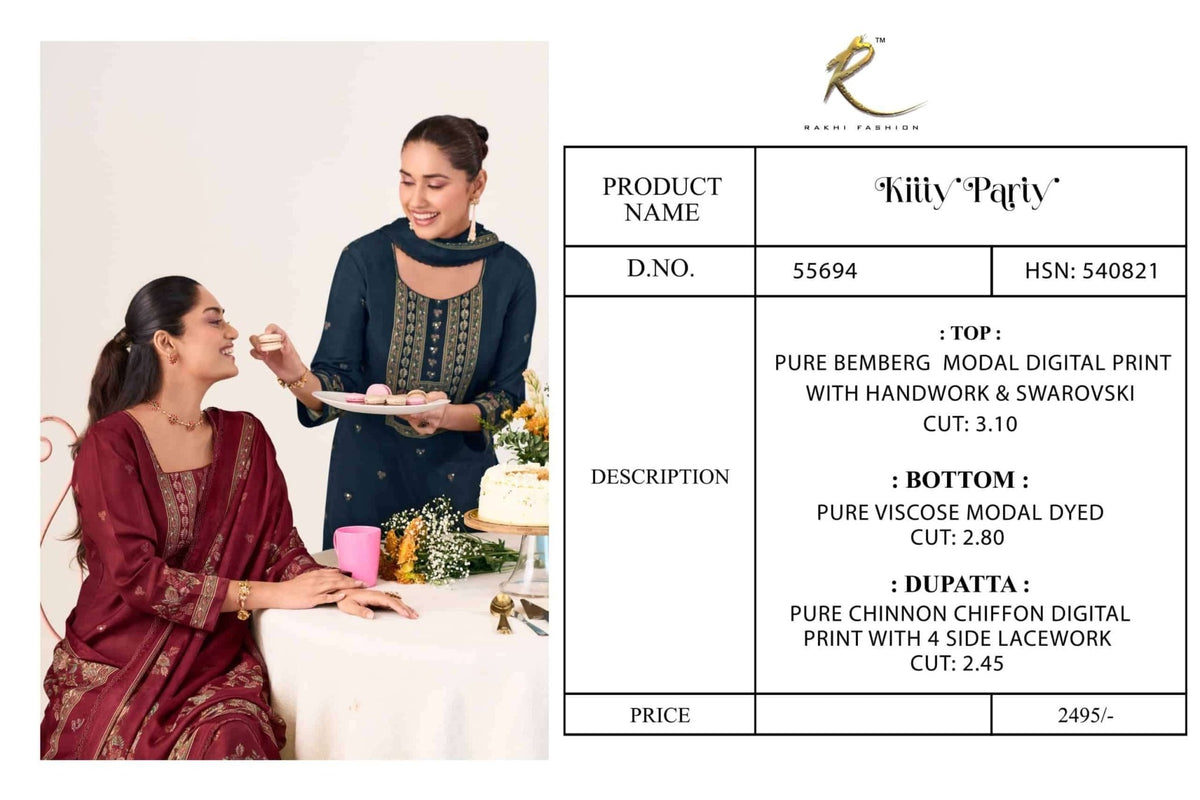 Rakhi Fashion Kitty Party Bemberg Modal Dress Material - Amrah Wholesale