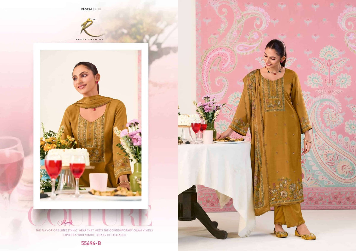 Rakhi Fashion Kitty Party Bemberg Modal Dress Material - Amrah Wholesale