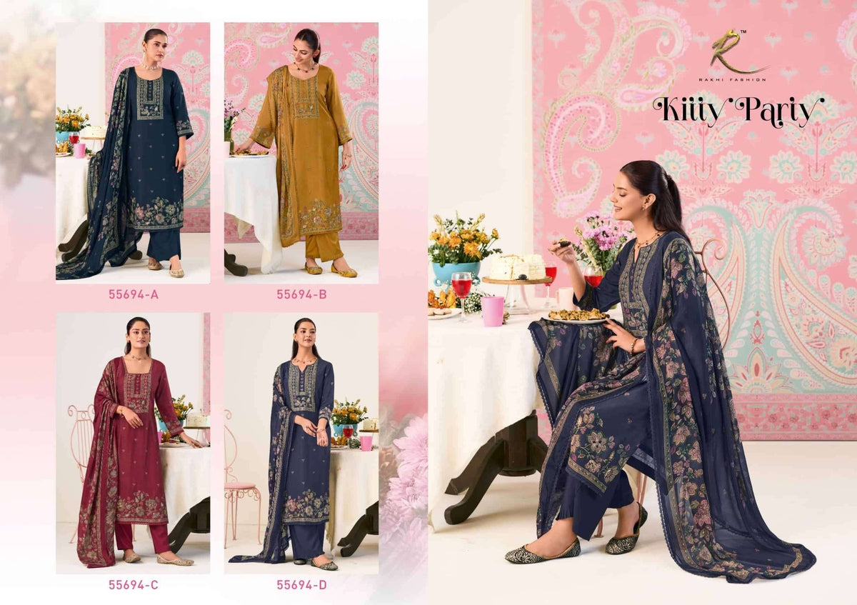 Rakhi Fashion Kitty Party Bemberg Modal Dress Material - Amrah Wholesale