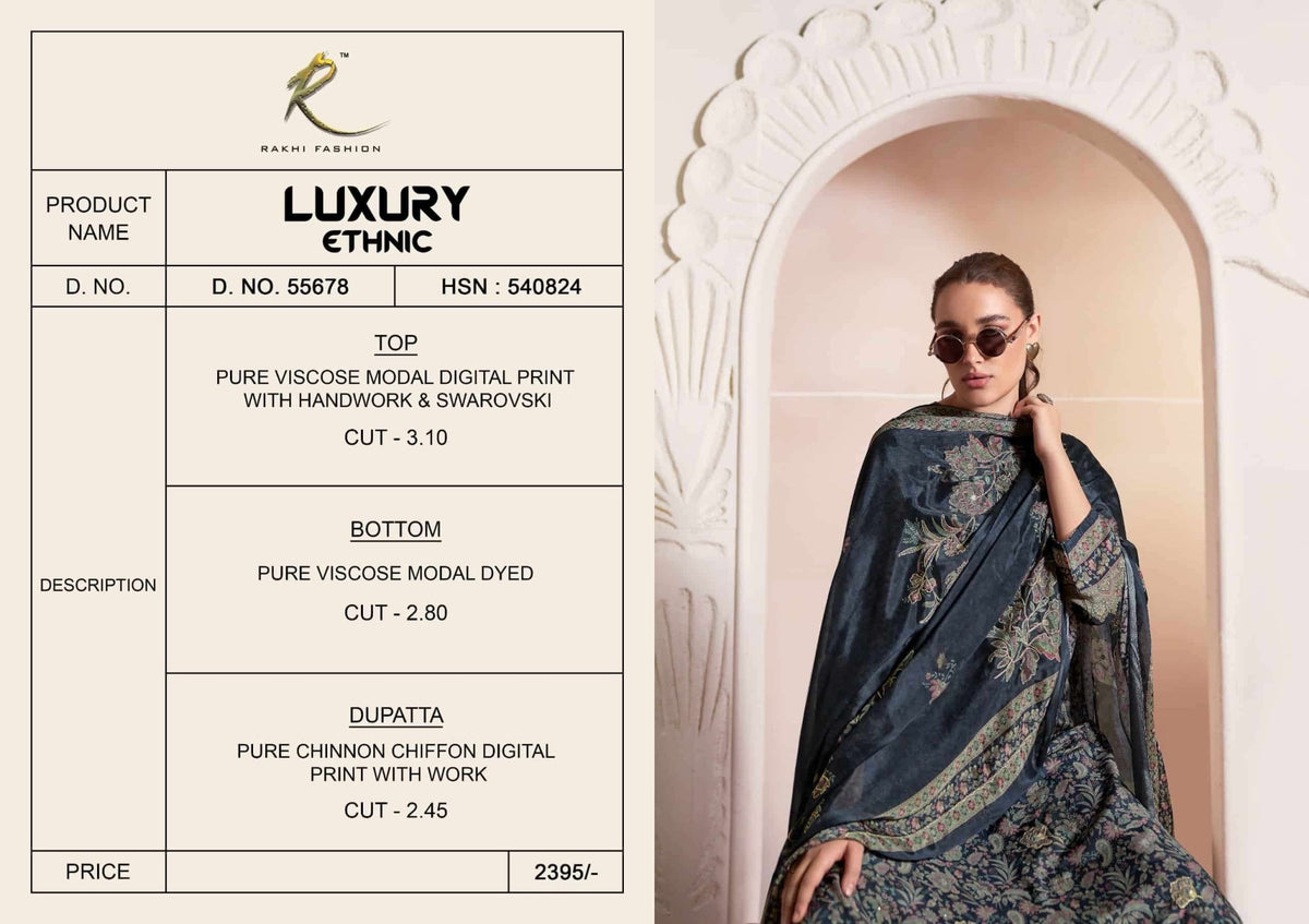 Rakhi Fashion Luxury Ethnic 55678 Pure Viscose Modal Dress Material - Amrah Wholesale