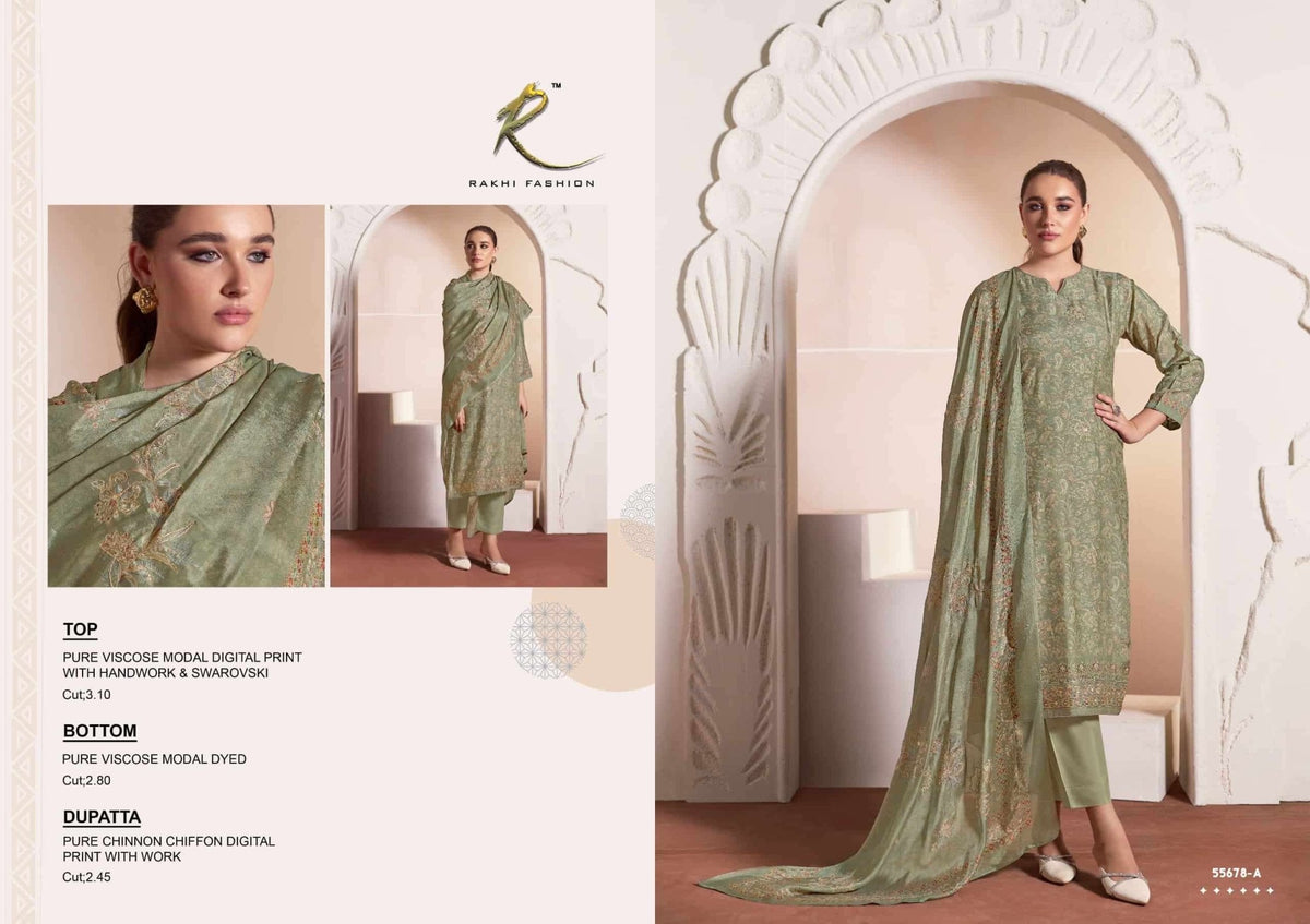 Rakhi Fashion Luxury Ethnic 55678 Pure Viscose Modal Dress Material - Amrah Wholesale