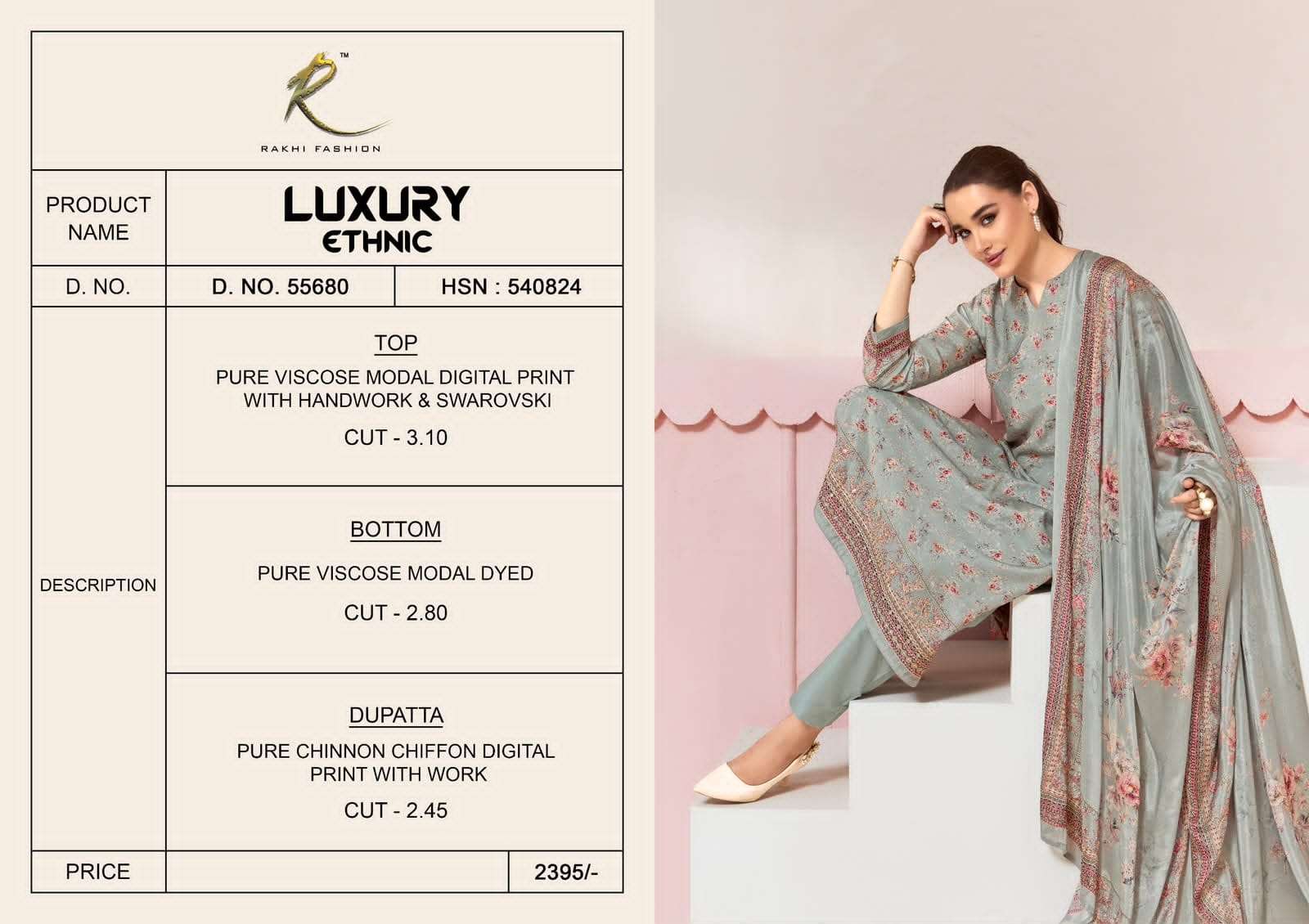 Rakhi Fashion Luxury Ethnic 55680 Pure Viscose Modal Dress Material