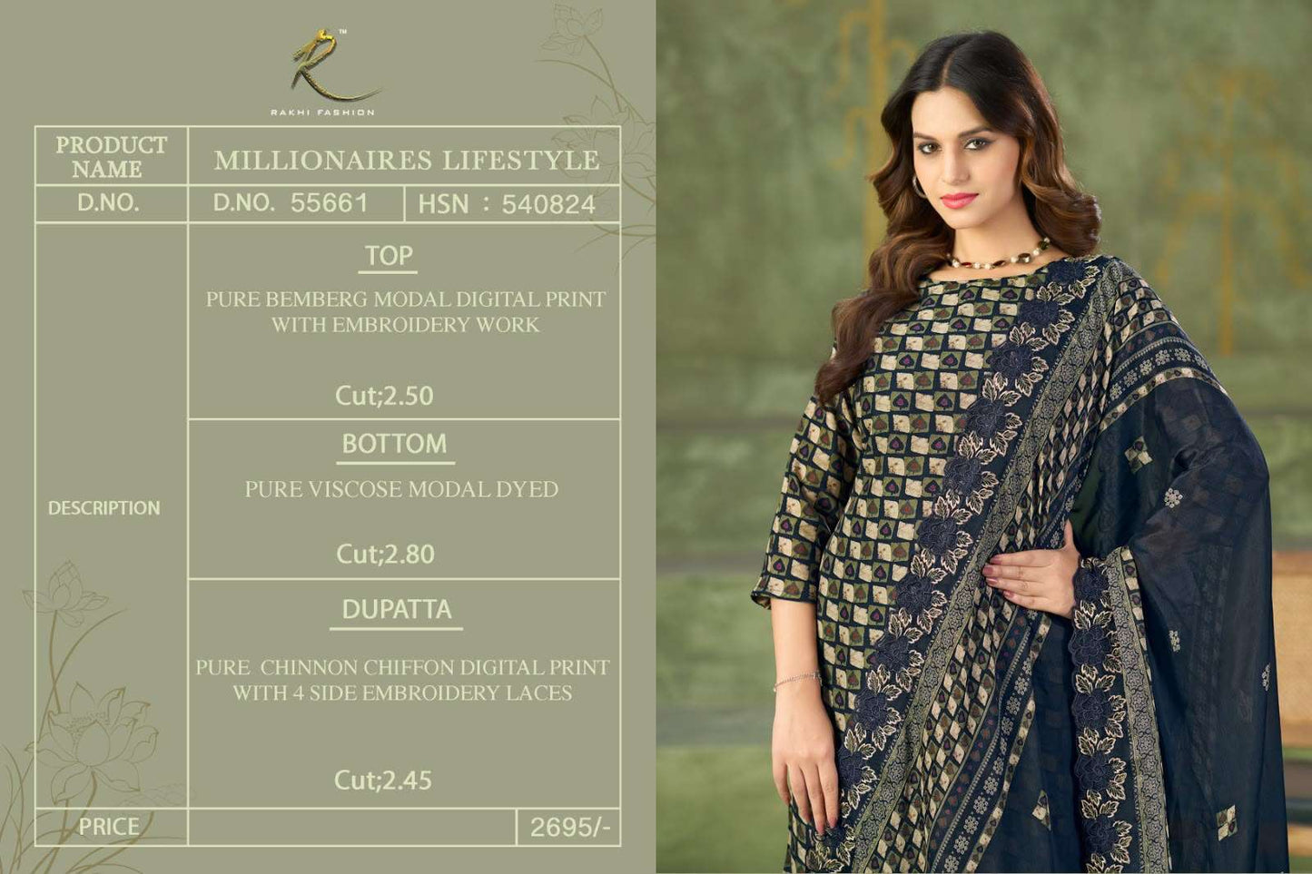Rakhi Fashion Millionaires Lifestyle 55661 Premium Modal Dress Material