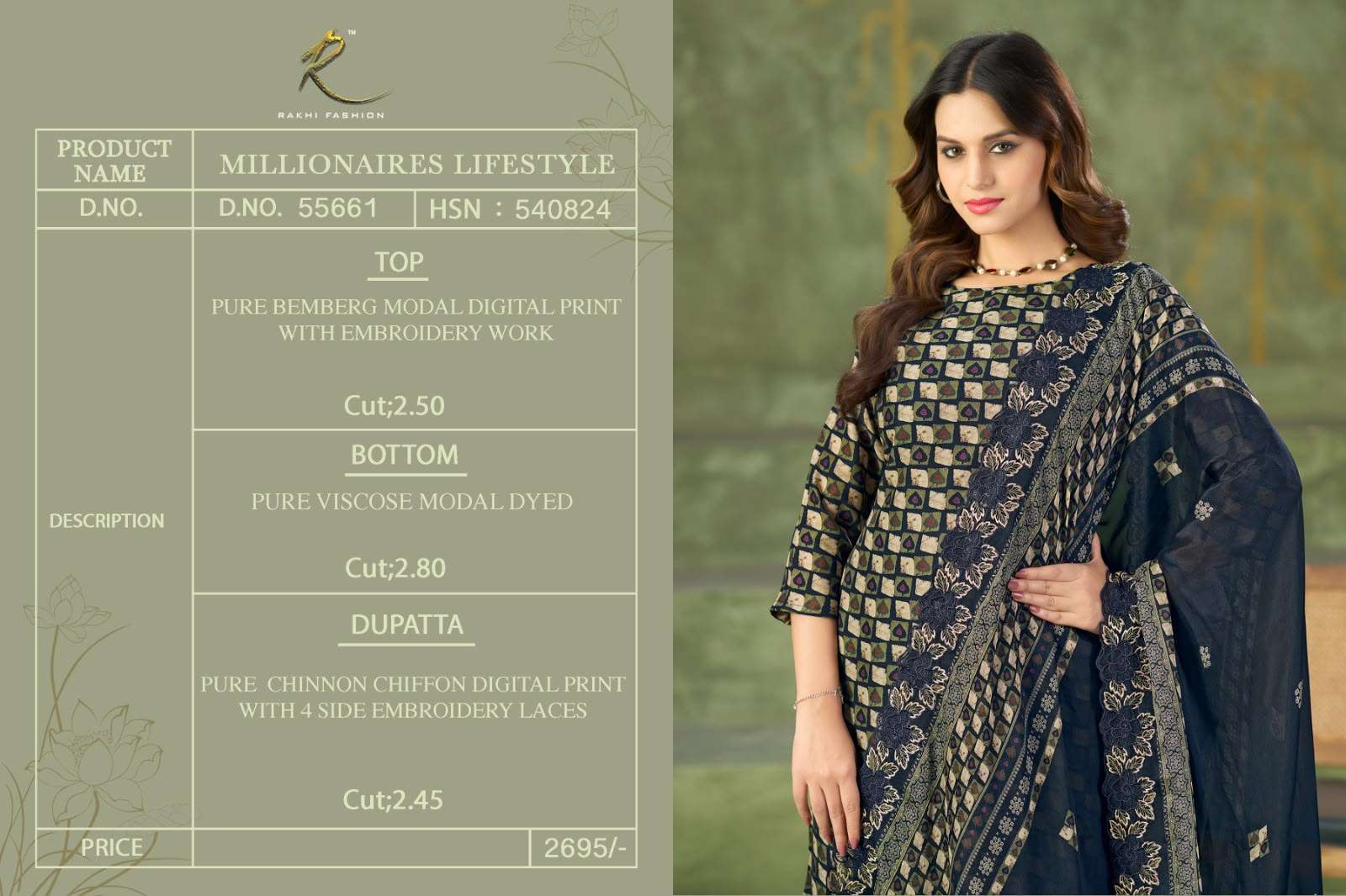 Rakhi Fashion Millionaires Lifestyle 55661 Premium Modal Dress Material