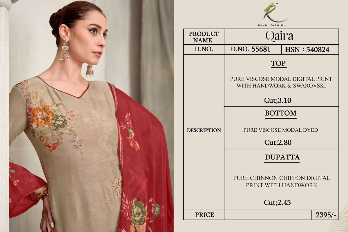 Rakhi Fashion Qaira 55681 Premium Modal Handwork Dress Material - Amrah Wholesale