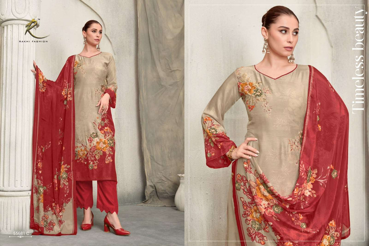 Rakhi Fashion Qaira 55681 Premium Modal Handwork Dress Material - Amrah Wholesale