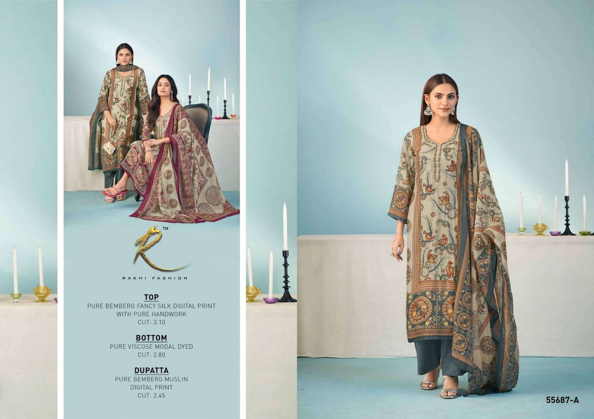 Rakhi Fashion Rakhdi Special 55687 Bemberg Silk Dress Material - Amrah Wholesale