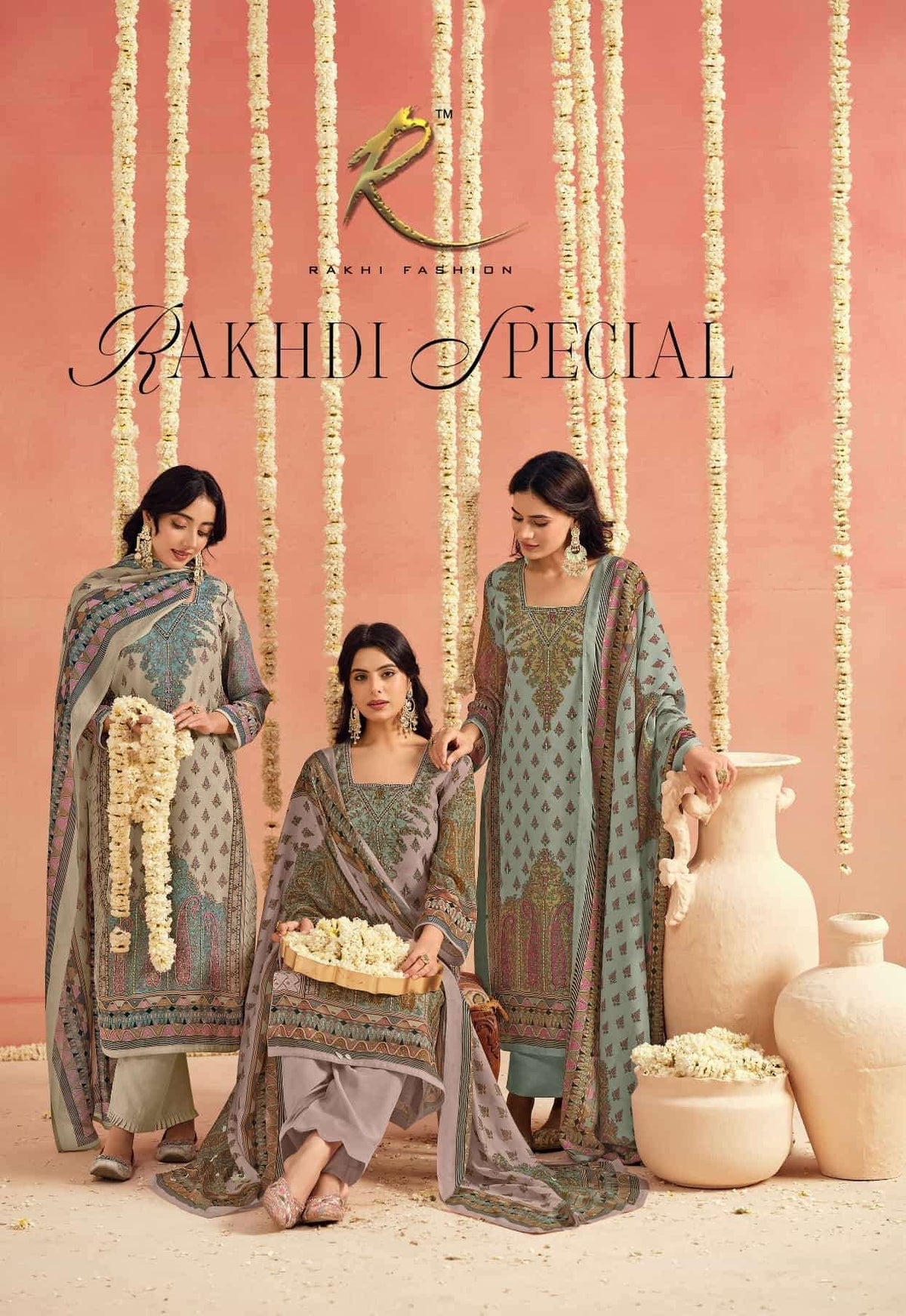 Rakhi Fashion Rakhdi Special 55734 Bemberg Fancy Silk Handwork Unstitched Dress Material
