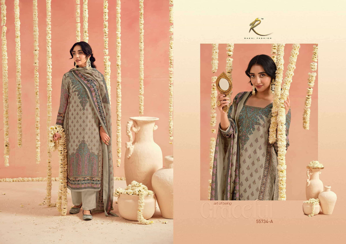Rakhi Fashion Rakhdi Special 55734 Bemberg Fancy Silk Handwork Unstitched Dress Material