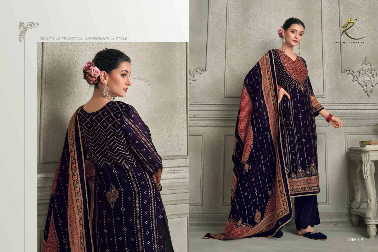 Rakhi Fashion Rang E Haya 55691 Bemberg Diamond Silk Salwar Suit